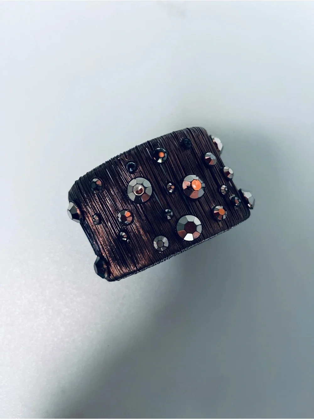 Seaweed Wire Gun Metal w/ Rhinestones Cuff